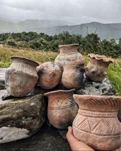 Bonfire fired pottery inspired by British prehistoric ceramics